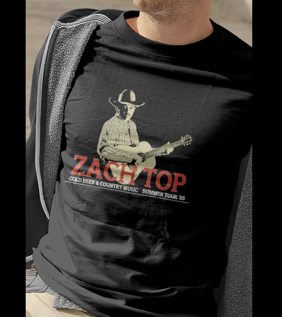 Zach Top Cold Beer Country Music Summer Tour 2026 Cowboy Guitar T-Shirt
