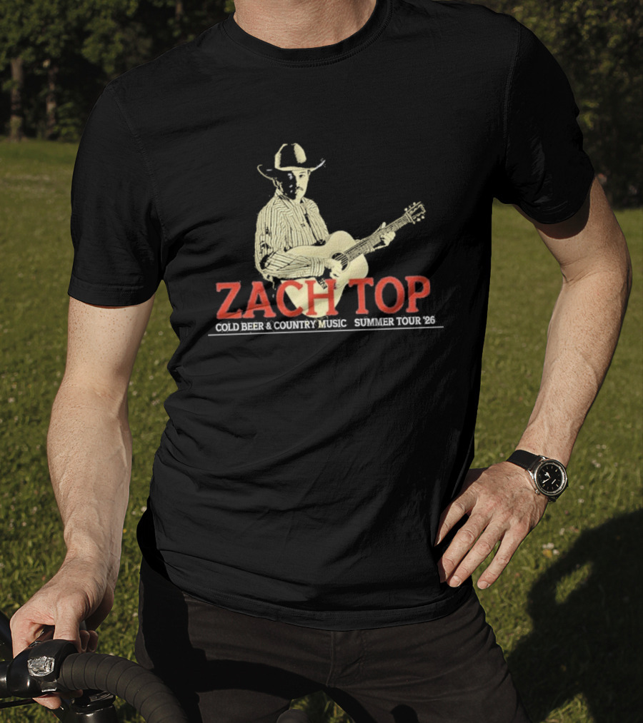 Zach Top Cold Beer Country Music Summer Tour 2026 Cowboy Guitar T-Shirt
