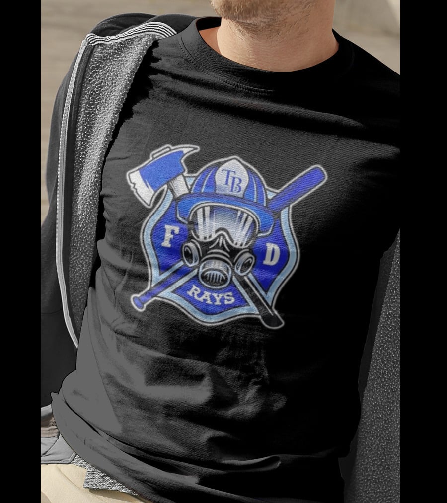 Tampa Bay Rays Firefighter Pride 2026 FD Shield Helmet Axe Bat Gas Mask T-Shirt