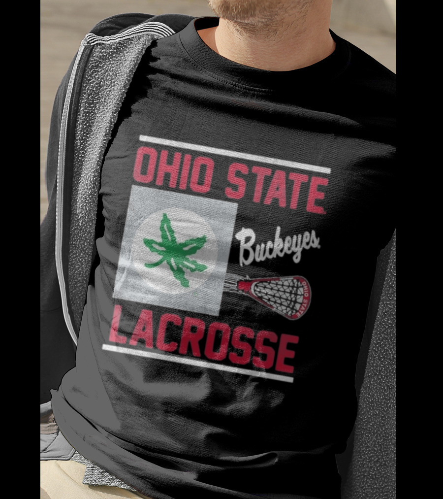 Ohio State Buckeyes Lacrosse Team Stick With Green Leaf T-Shirt