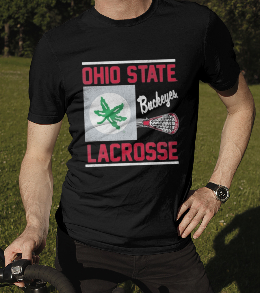 Ohio State Buckeyes Lacrosse Team Stick With Green Leaf T-Shirt