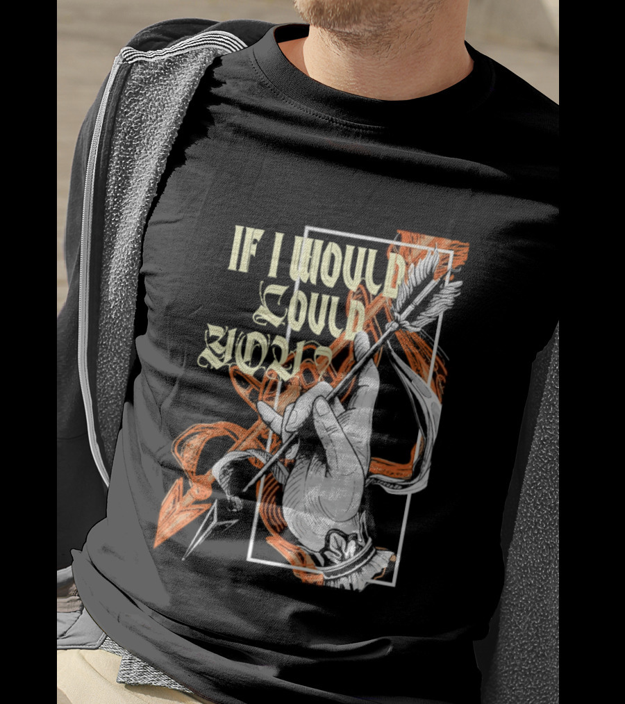 If I Would Could You Retro Hand Drawn Arrow Motif T-Shirt