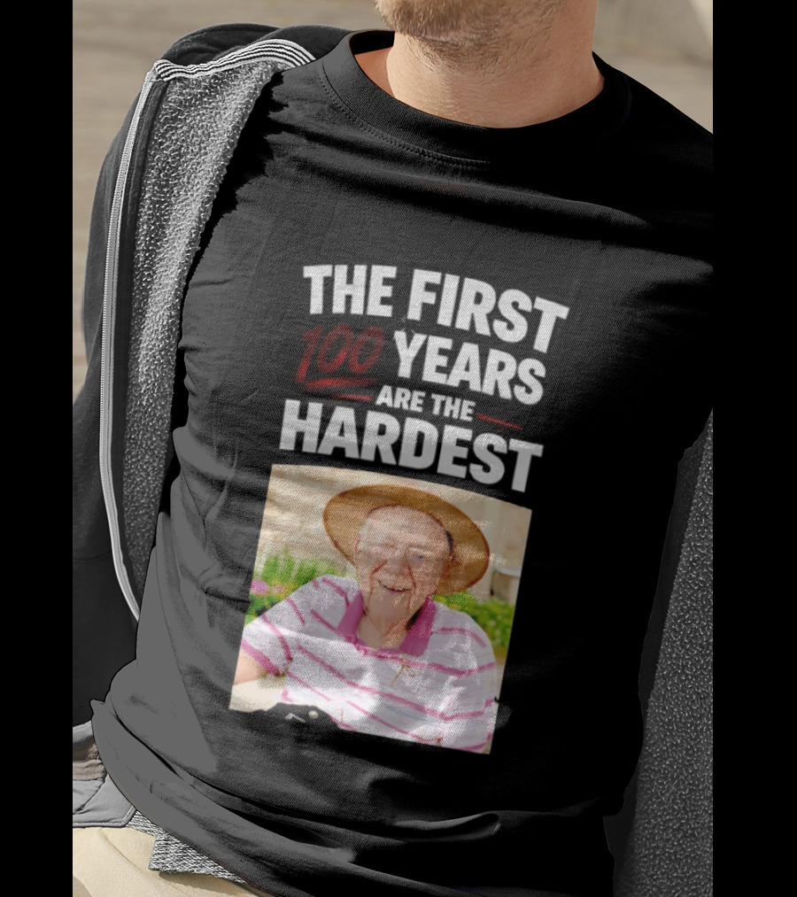 The First 100 Years Are The Hardest With Smiling Elderly Man T-Shirt