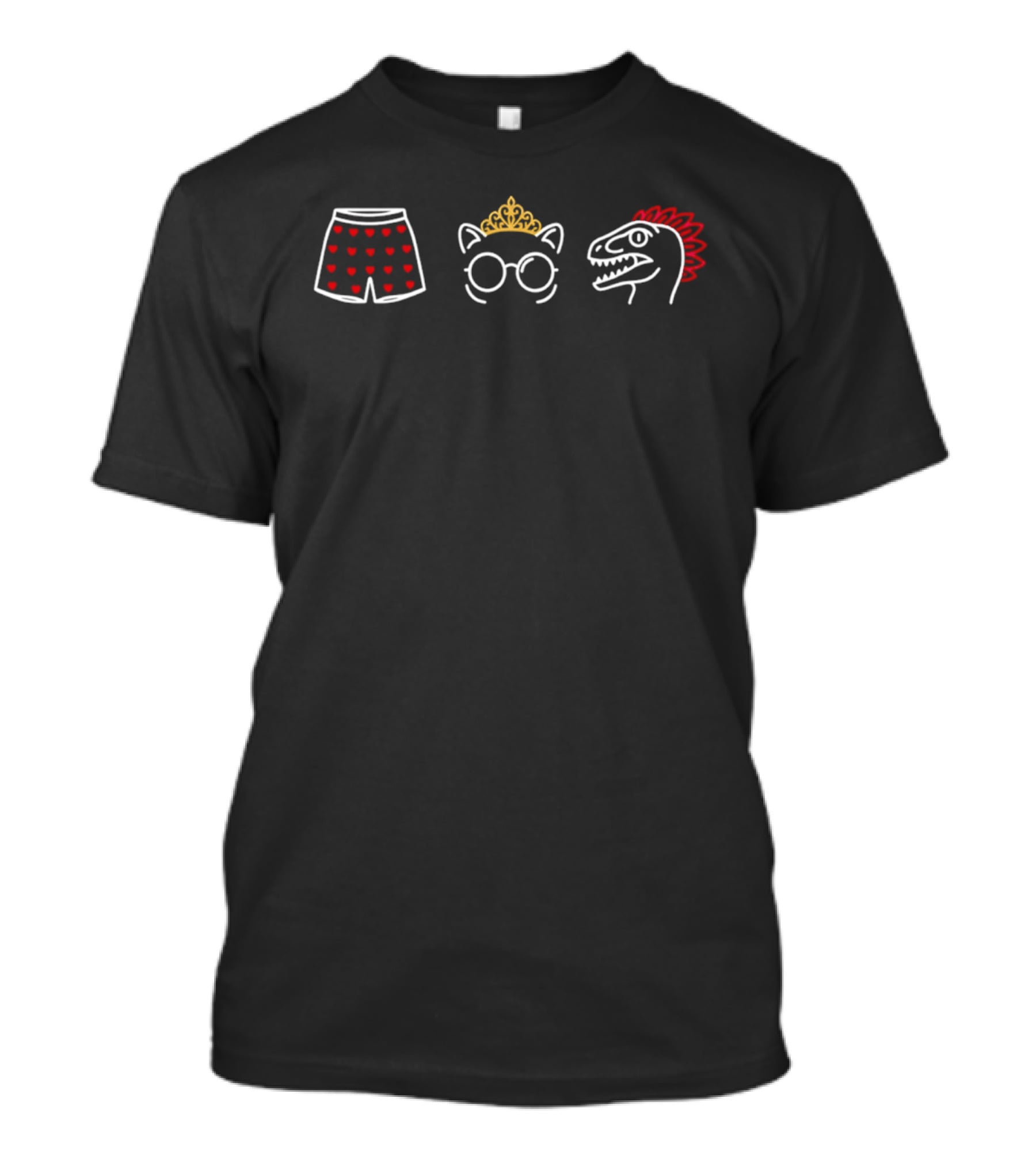 Valentine Heart Boxers Cat Queen Raptor Dinosaur Combo T-Shirt