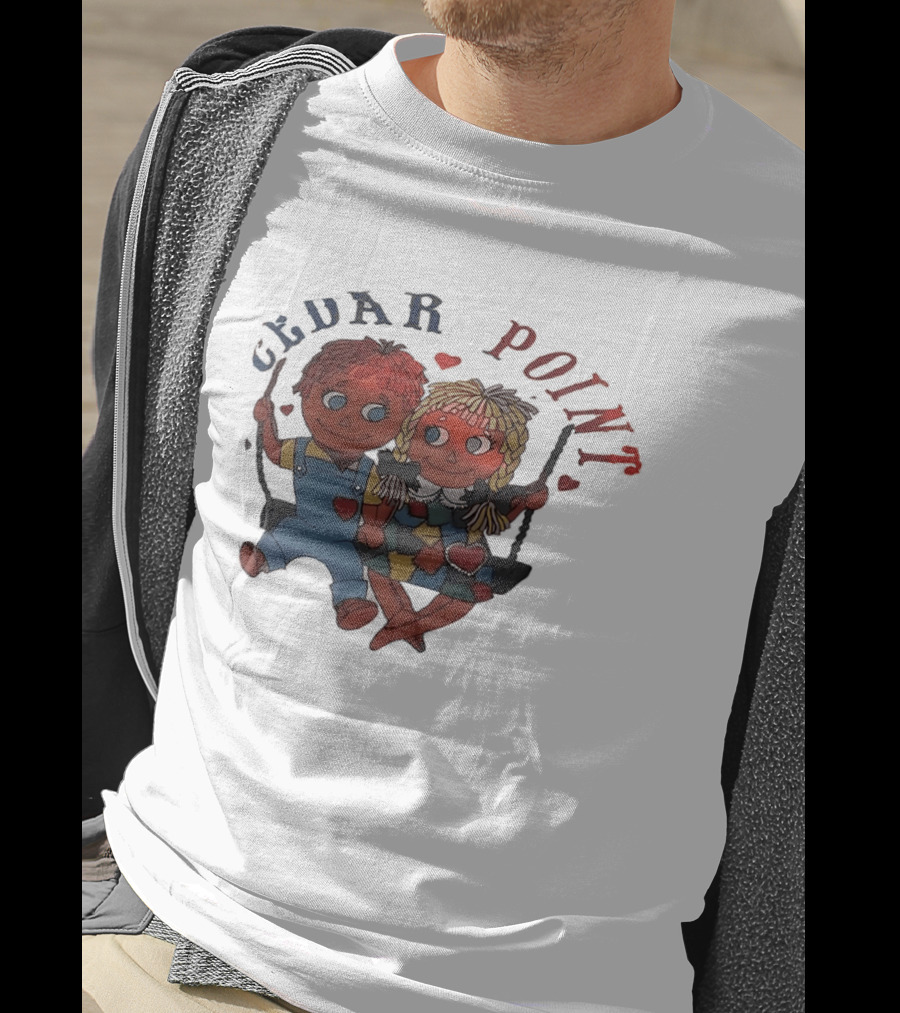 Cedar Point Raggedy Ann And Andy Dolls Swinging With Hearts T-Shirt