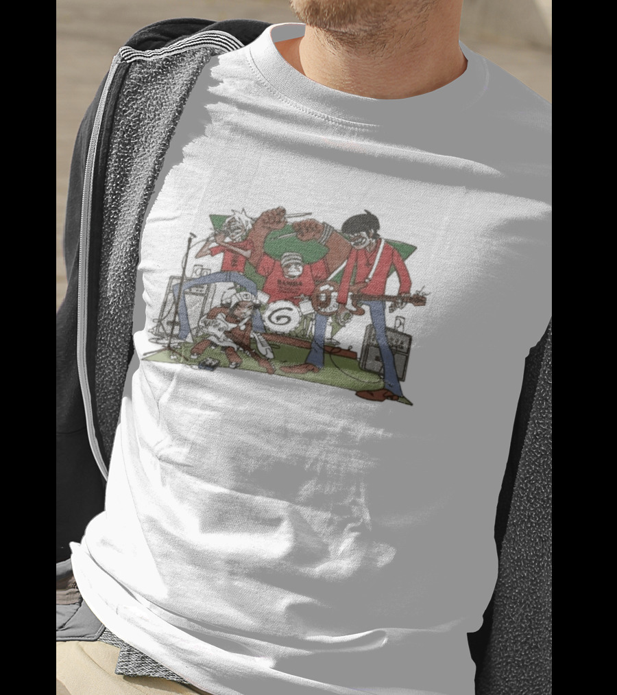 Gorillaz Character Band Illustration With Instruments T-Shirt