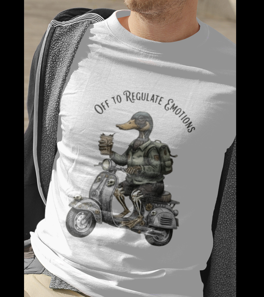 Zombie Duck Riding Scooter Off To Regulate Emotions T-Shirt