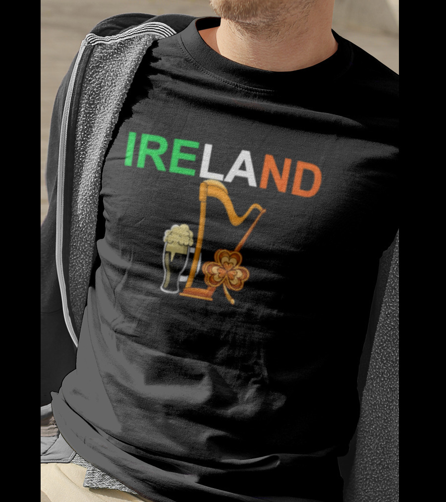 Ireland Heritage Land Harp Beer Clover T-Shirt