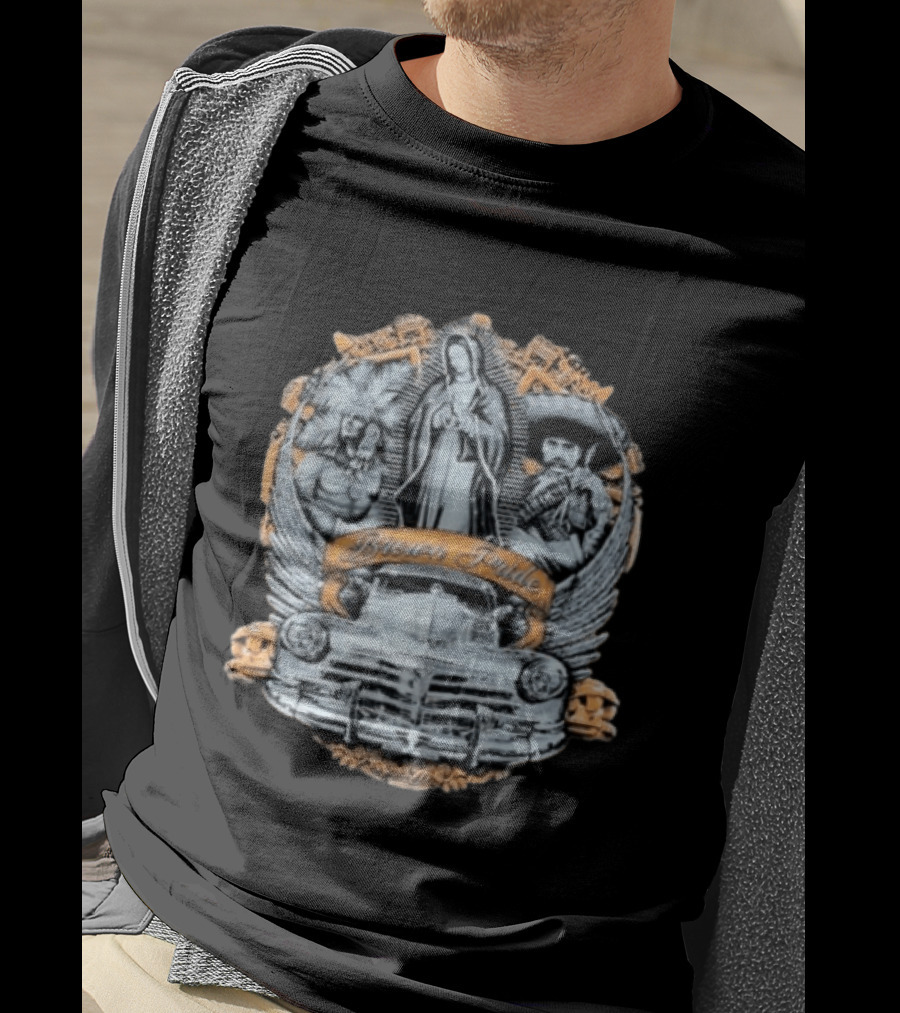 Brown Pride Classic Car La Virgen Iconography T-Shirt