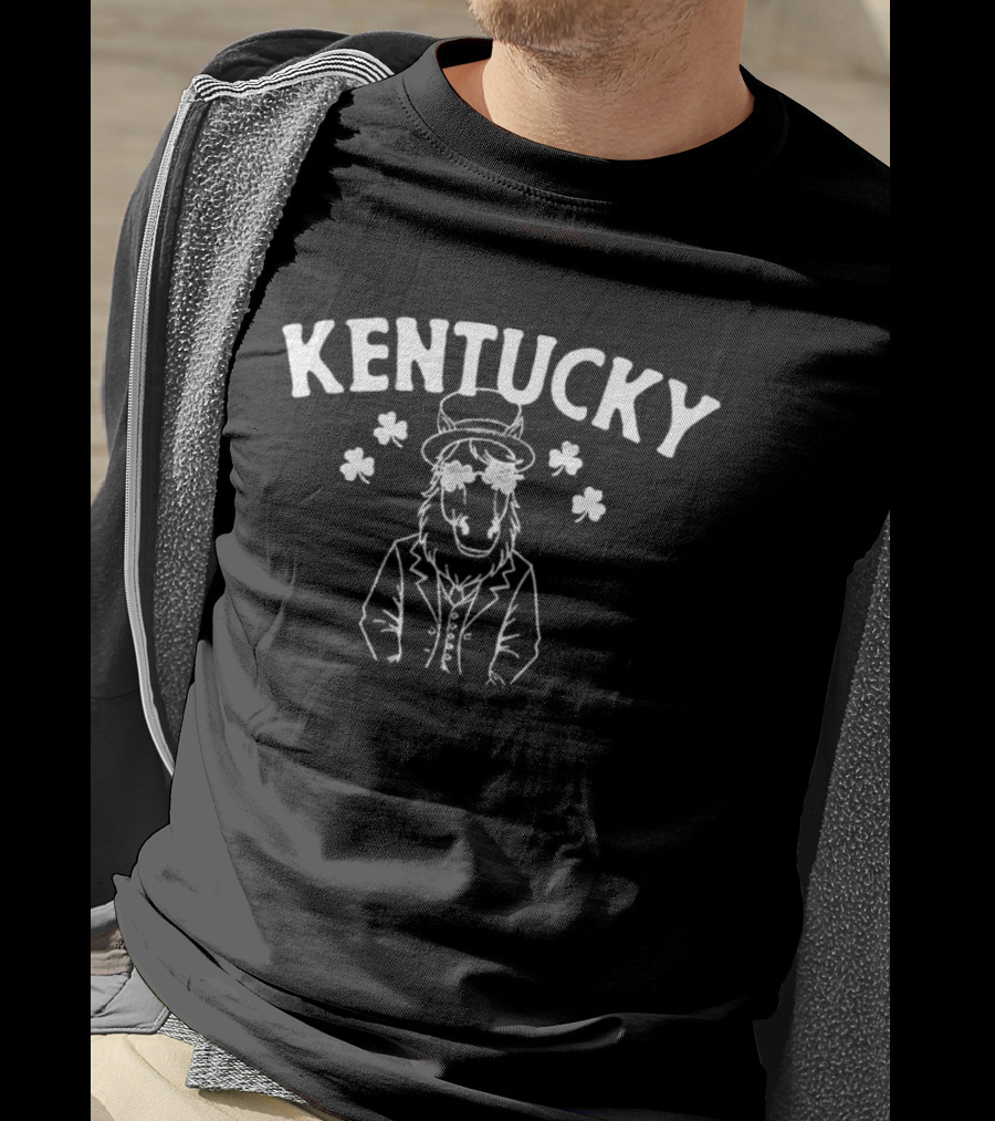 Kentucky Horse With Shamrocks St. Patrick's Day Leprechaun T-Shirt