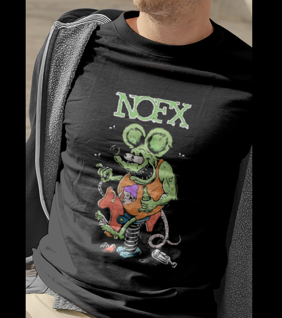 NOFX 40 Years Rat Fink Spring Loaded Cartoon T-Shirt