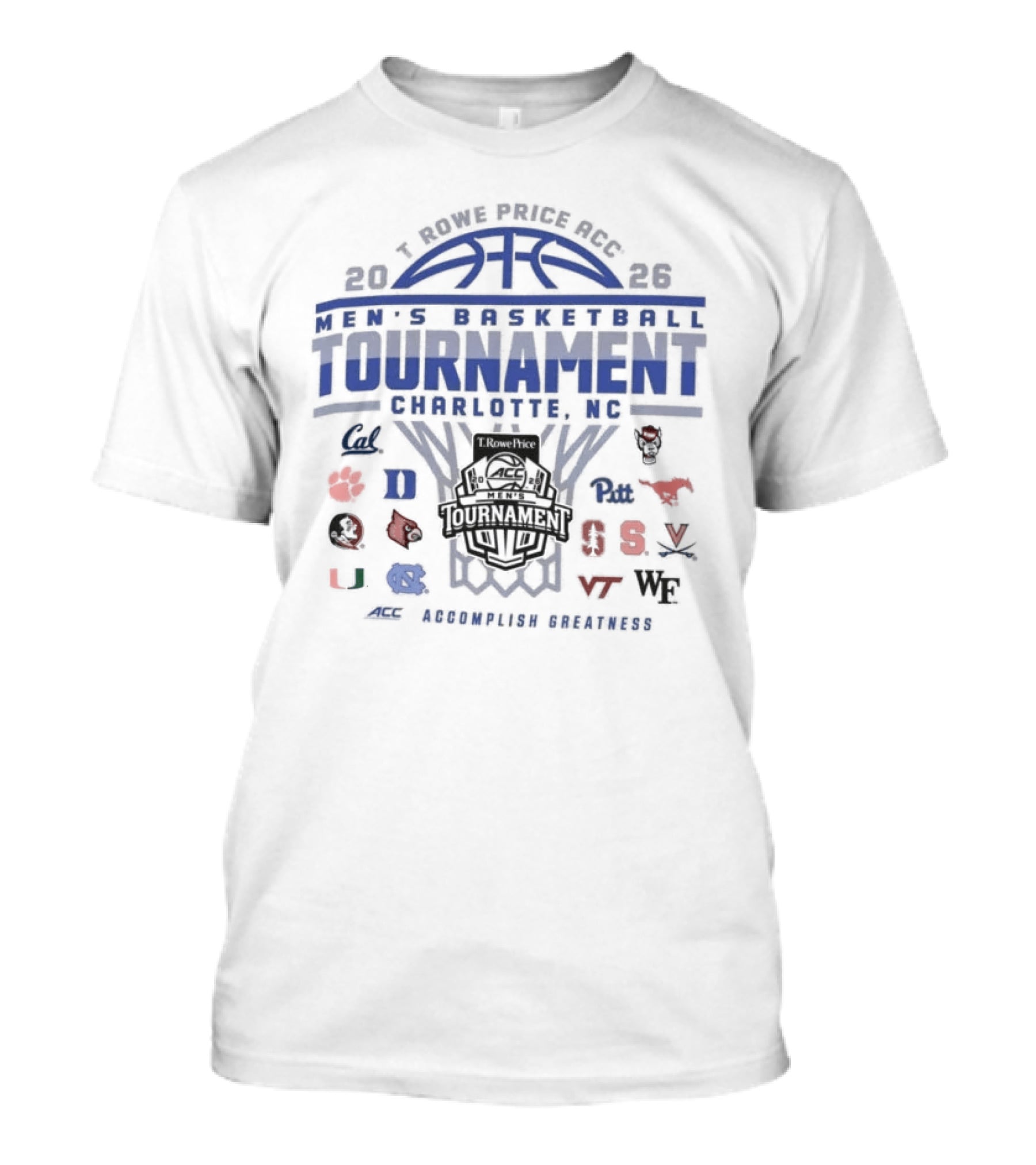 2026 T. Rowe Price ACC Men's Basketball Tournament Charlotte North Carolina March Madness Teams T-Shirt