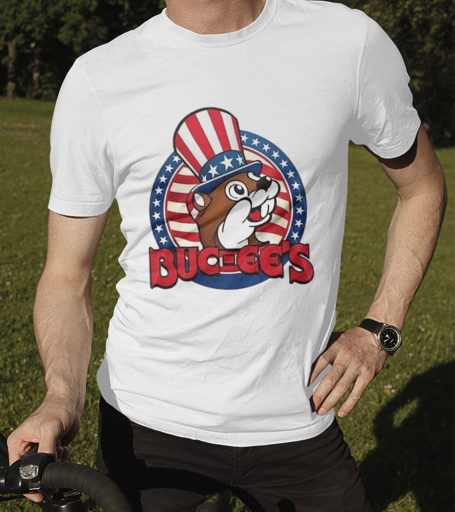 Buc Ee's Patriotic Uncle Sam Beaver USA Stars And Stripes 250th Anniversary T-Shirt