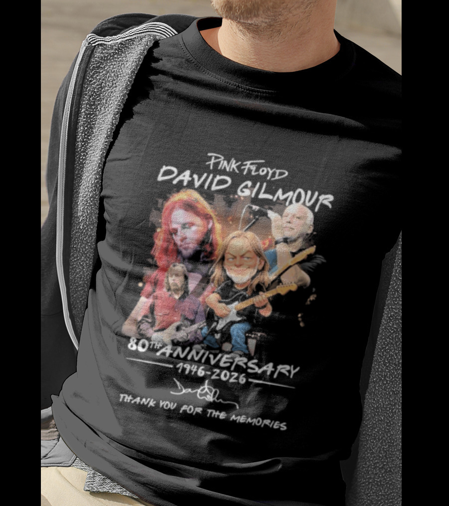 Pink Floyd David Gilmour 80th Anniversary 1946 2026 Thank You For The Memories T-Shirt