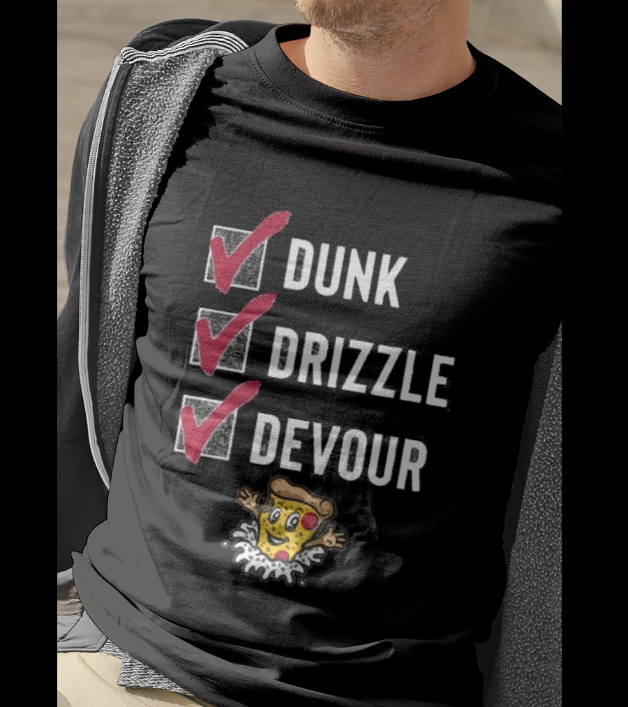 Tulsa Ranch Dippers Dunk Drizzle Devour Pizza Checklist T-Shirt