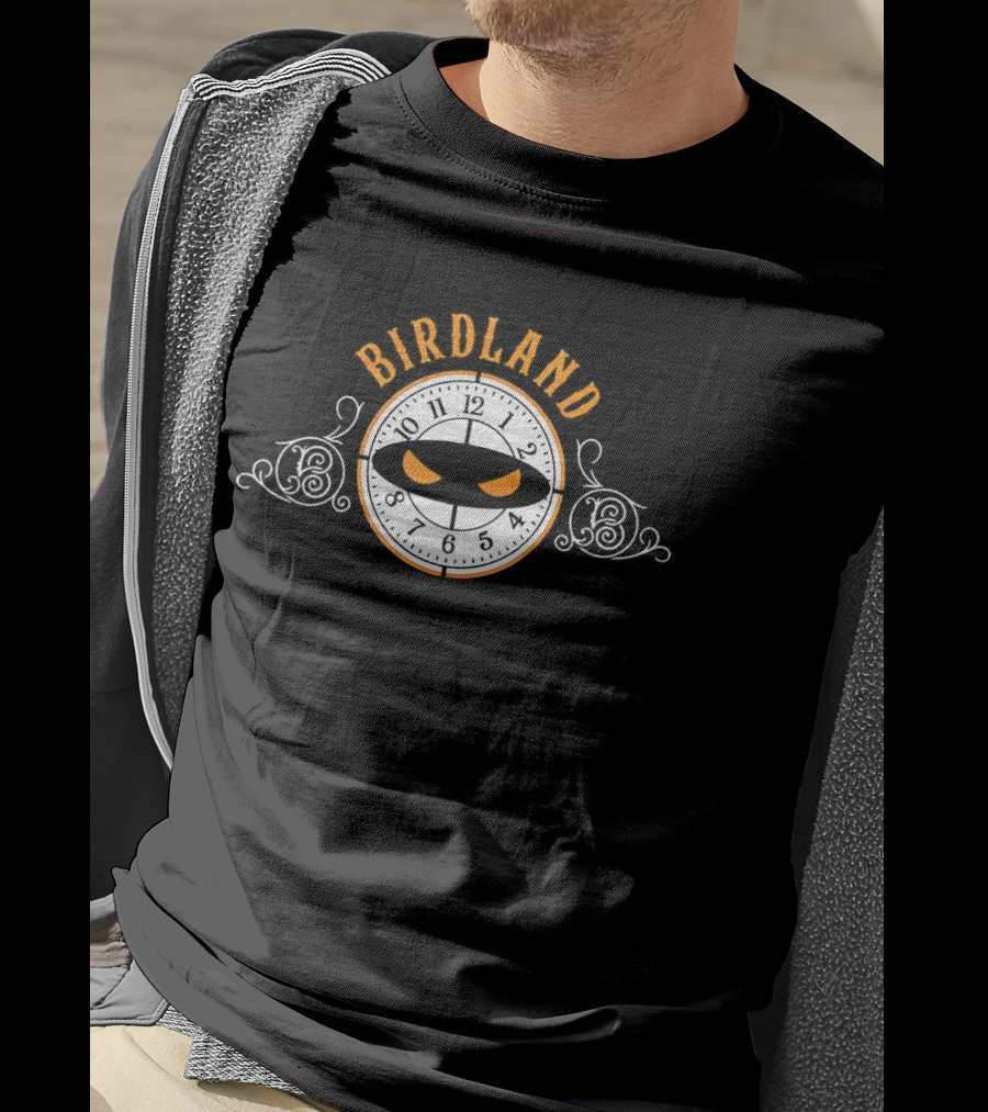 Birdland Pitching Ninja Art With Ornate Letters T-Shirt