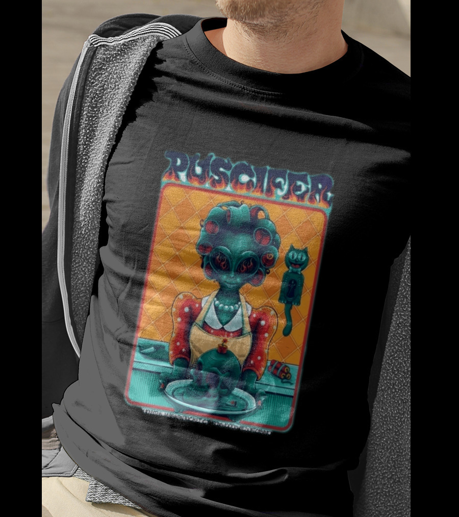 Puscifer Apr 10 2026 Mashantucket CT Foxwoods Resort Casino Alien Chef With Skull And Cat T-Shirt