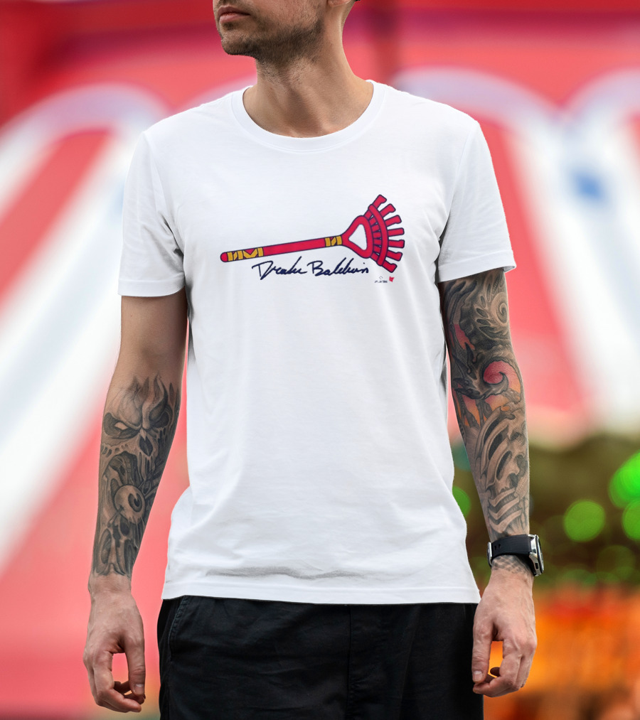 Drake Baldwin Red Yellow Rake Drawing T-Shirt