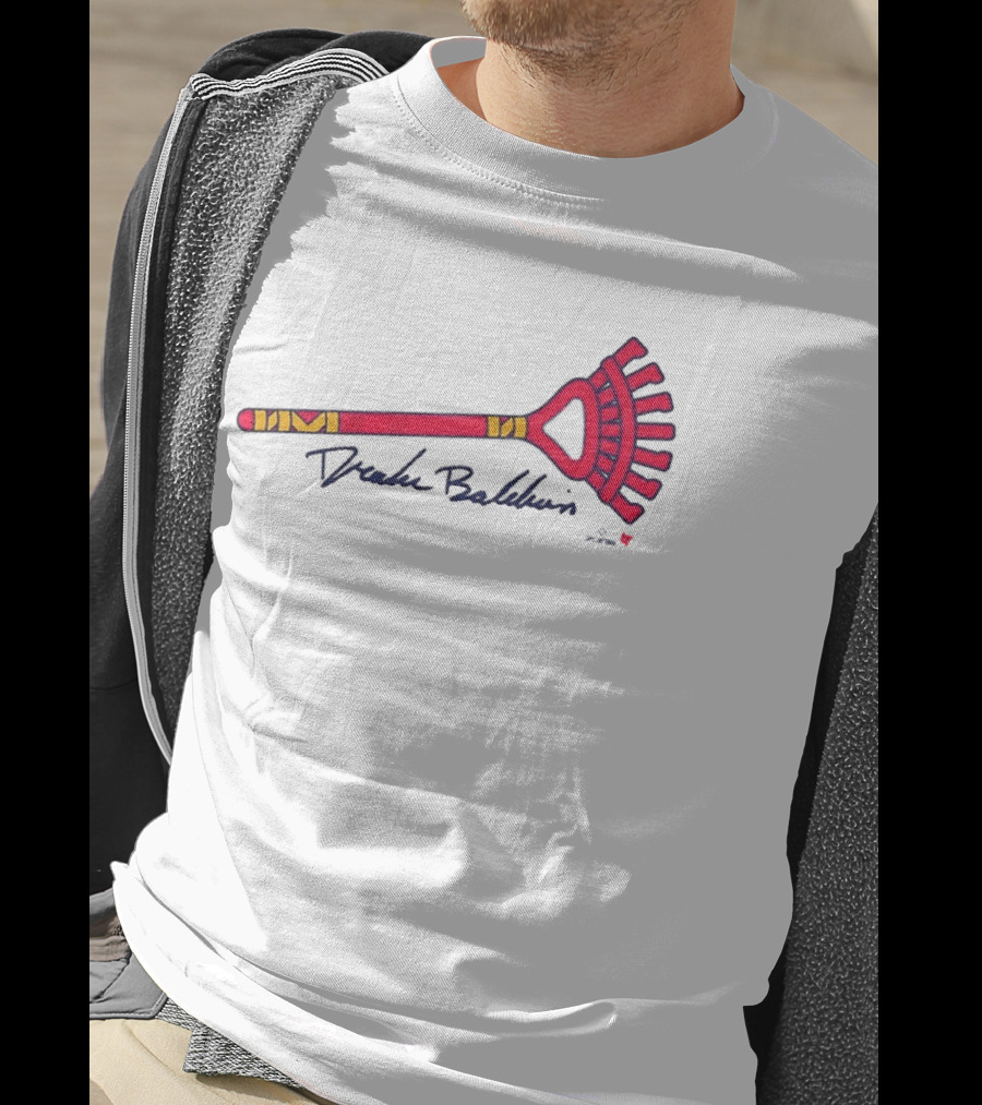 Drake Baldwin Red Yellow Rake Drawing T-Shirt
