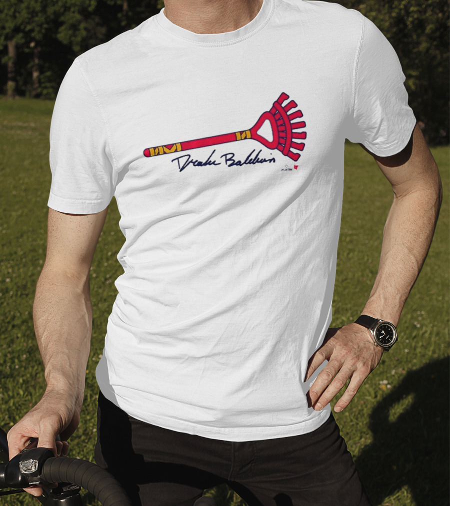 Drake Baldwin Red Yellow Rake Drawing T-Shirt