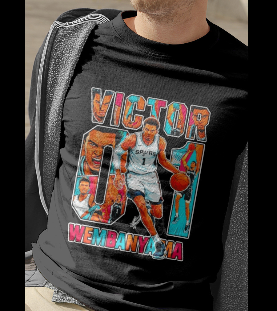 Victor Wembanyama No 1 San Antonio Spurs Comic Fiesta T-Shirt