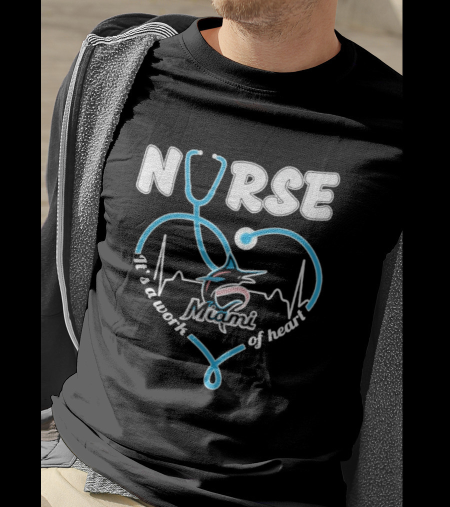Nurse It's A Work Of Heart Miami Stethoscope 2026 T-Shirt