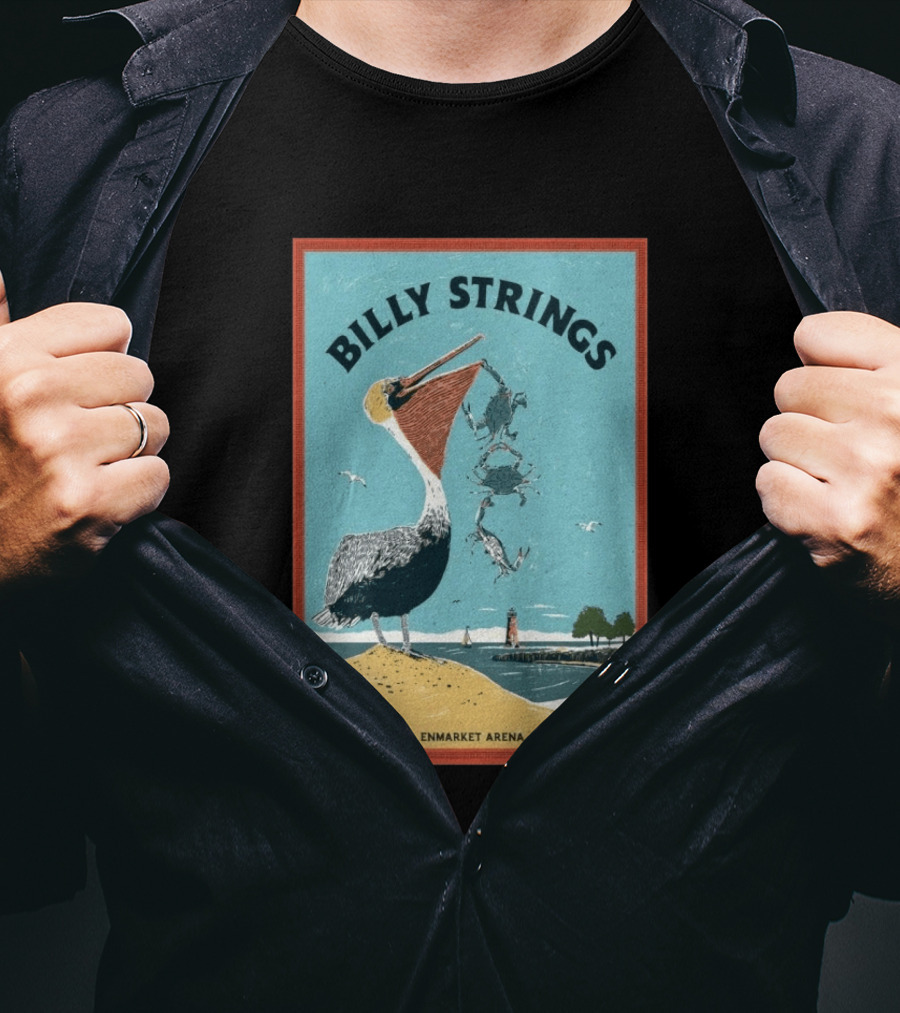 Billy Strings Enmarket Arena Savannah GA April 10 11 2026 Pelican With Lighthouse Ocean Scene T-Shirt