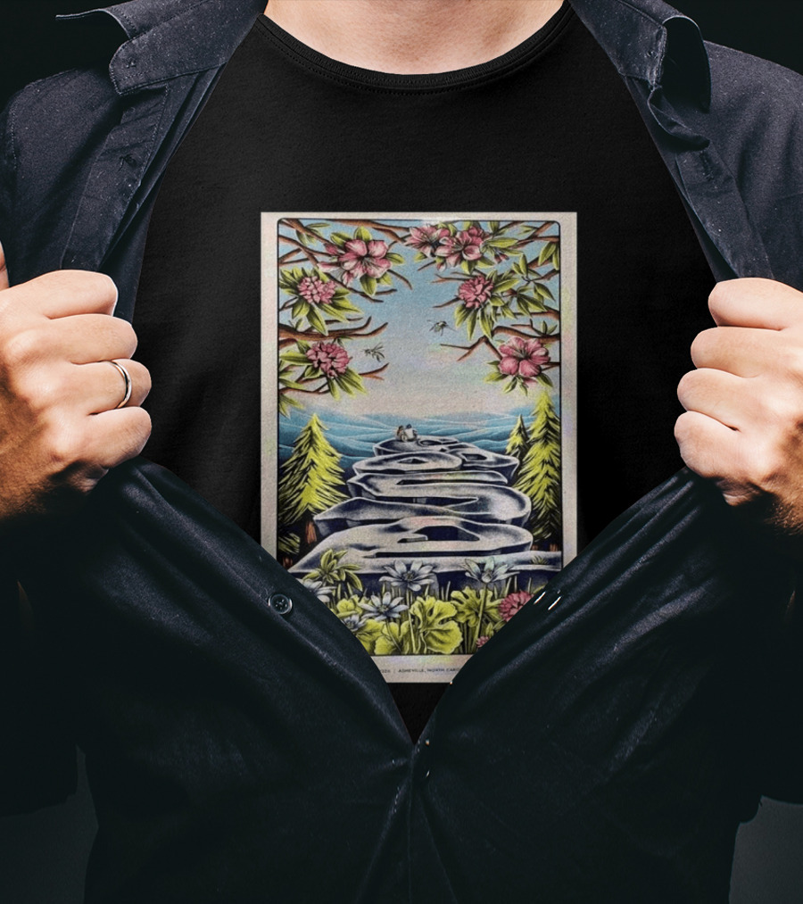 Goose April 10 2026 Asheville North Carolina Concert Florals And Pathway T-Shirt