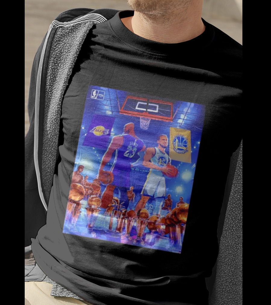 LeBron James Lakers Stephen Curry Warriors NBA Players With Championship Trophies T-Shirt