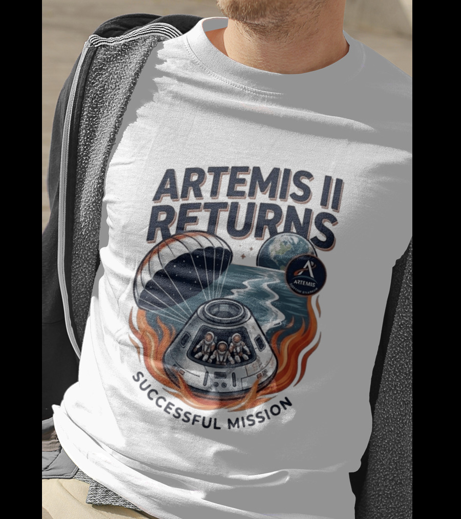 Artemis II Returns Successful Mission Capsule Parachute Earth T-Shirt
