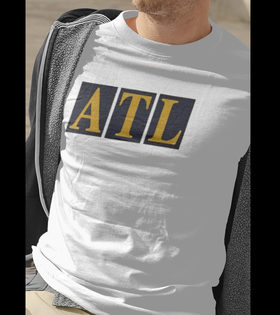 ATL Bold Minimalist Style Gold Text On Black T-Shirt
