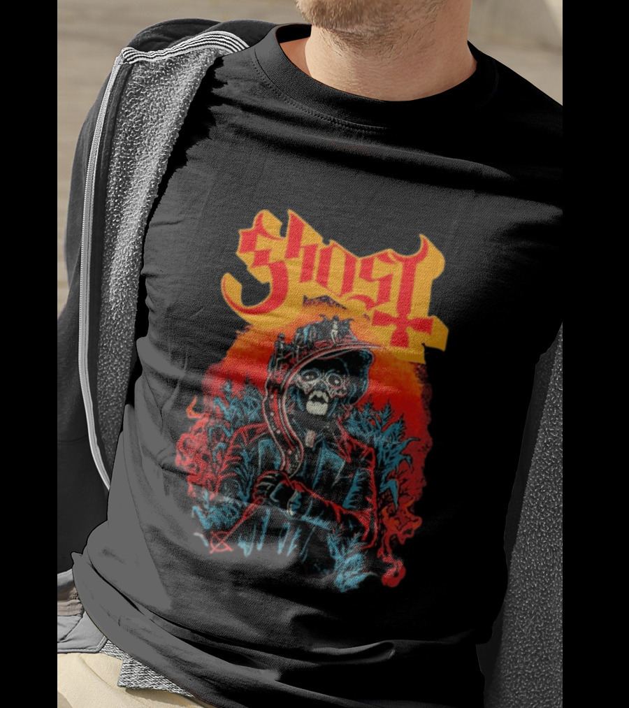 Ghost Black Harvest Grim Reaper Scythe T-Shirt