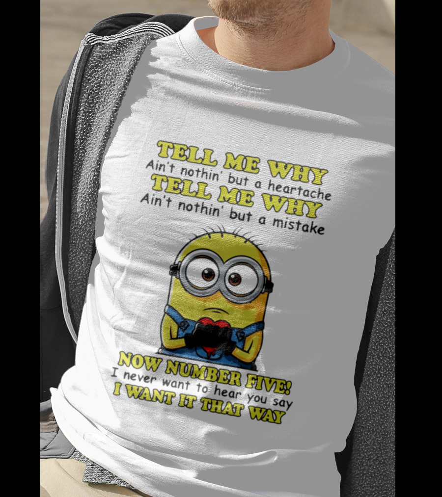 Tell Me Why Ain't Nothin' But A Heartache Mistake Minion I Want It That Way Number Five T-Shirt