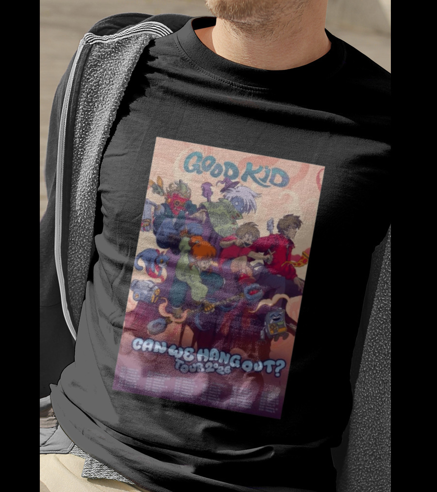 Good Kid Can We Hang Out 2026 Tour Colorful Cartoon Characters T-Shirt