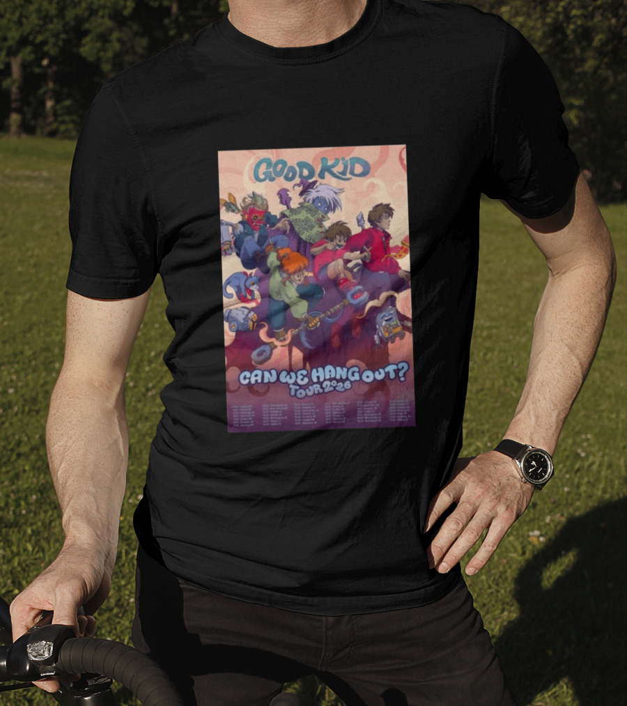 Good Kid Can We Hang Out 2026 Tour Colorful Cartoon Characters T-Shirt