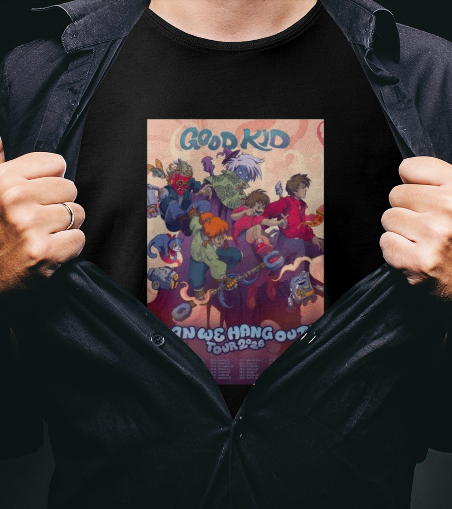 Good Kid Can We Hang Out 2026 Tour Colorful Cartoon Characters T-Shirt