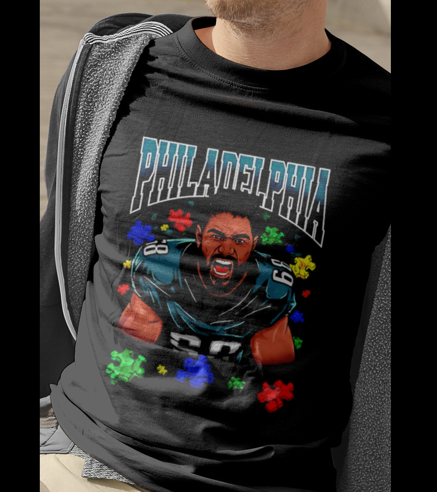 Jalen Carter Philadelphia Eagles Puzzle Piece Football T-Shirt