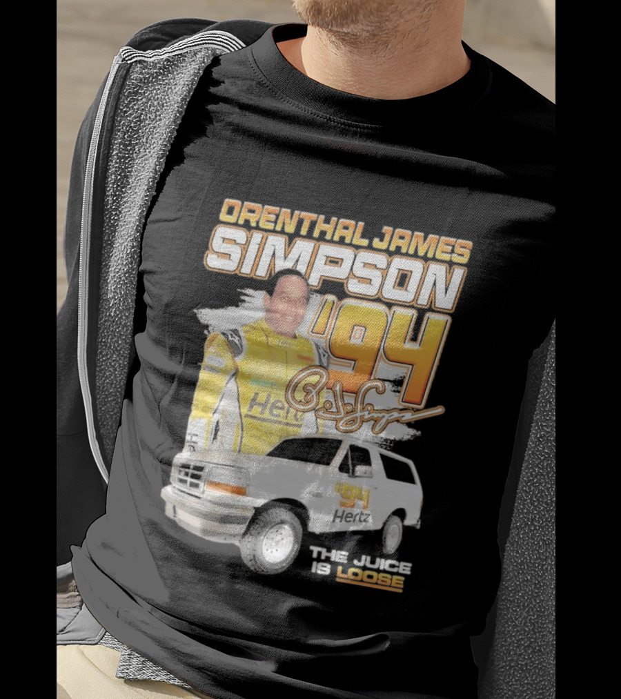 Orenthal James Simpson '94 The Juice Is Loose Hertz Racing T-Shirt