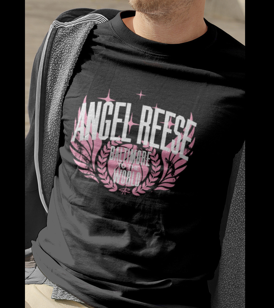 Angel Reese Baltimore To The World Laurel Wings Star Motif T-Shirt