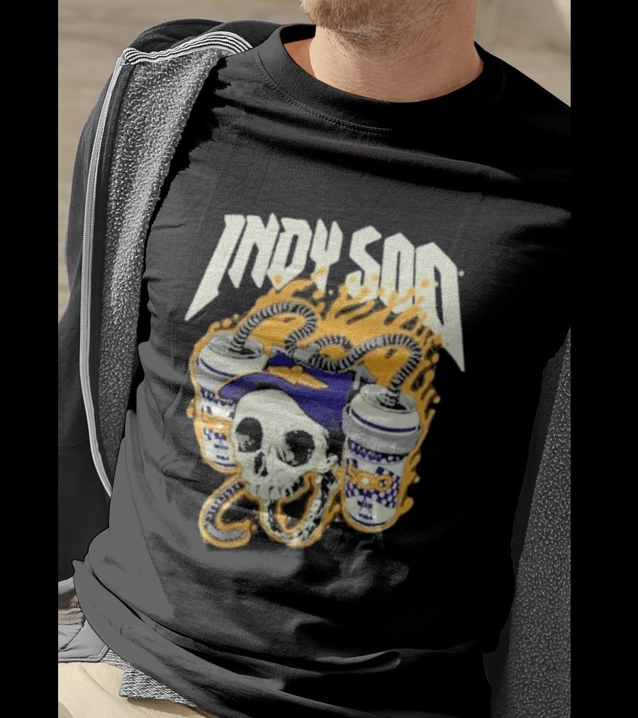 Indy 500 Skull With Flames And Racing Helmet T-Shirt