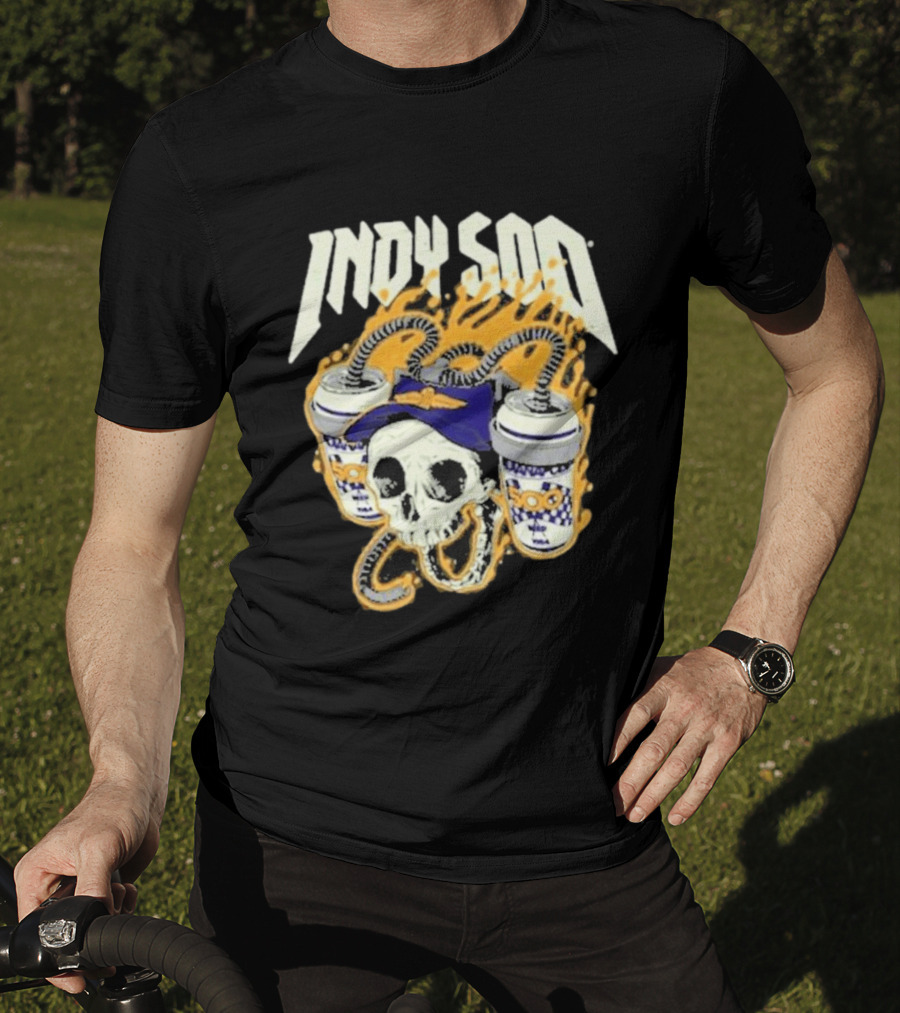 Indy 500 Skull With Flames And Racing Helmet T-Shirt