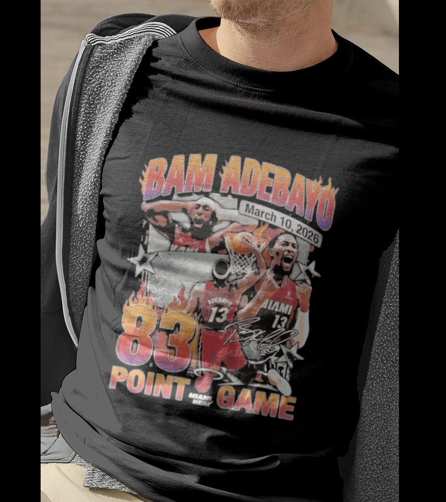 Bam Adebayo March 10 2026 Miami Heat 83 Point Game T-Shirt