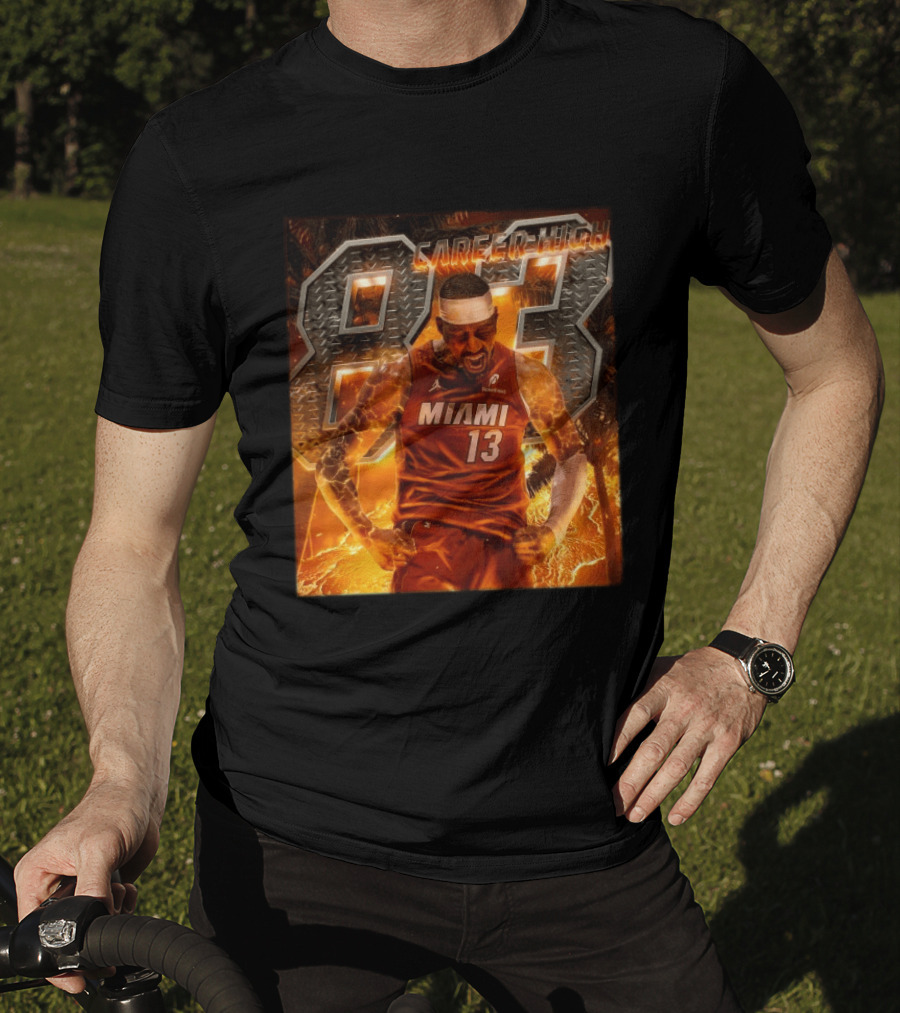 Carrer High 83 Miami Heat Bam Adebayo Goes Nuclear NBA Second Most Points T-Shirt