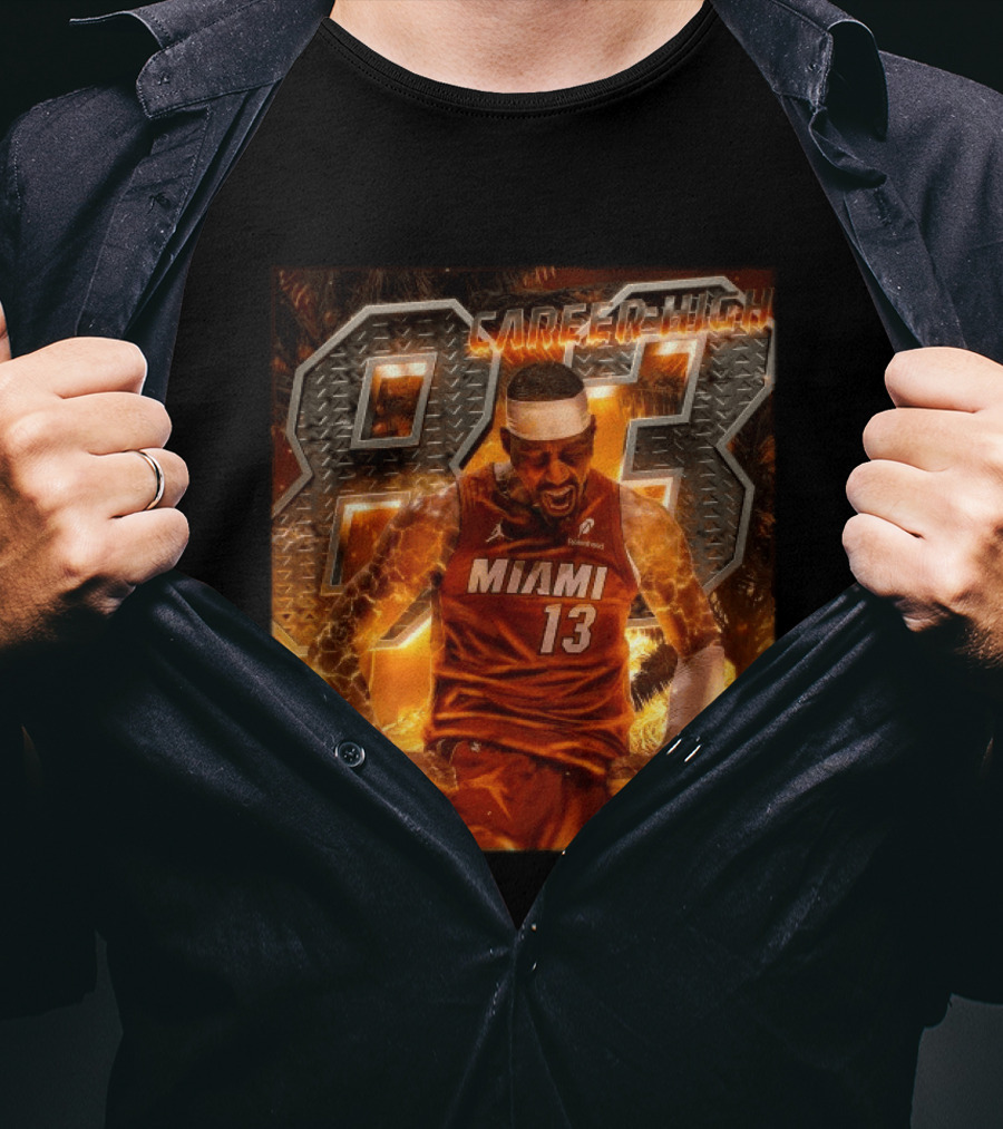 Carrer High 83 Miami Heat Bam Adebayo Goes Nuclear NBA Second Most Points T-Shirt