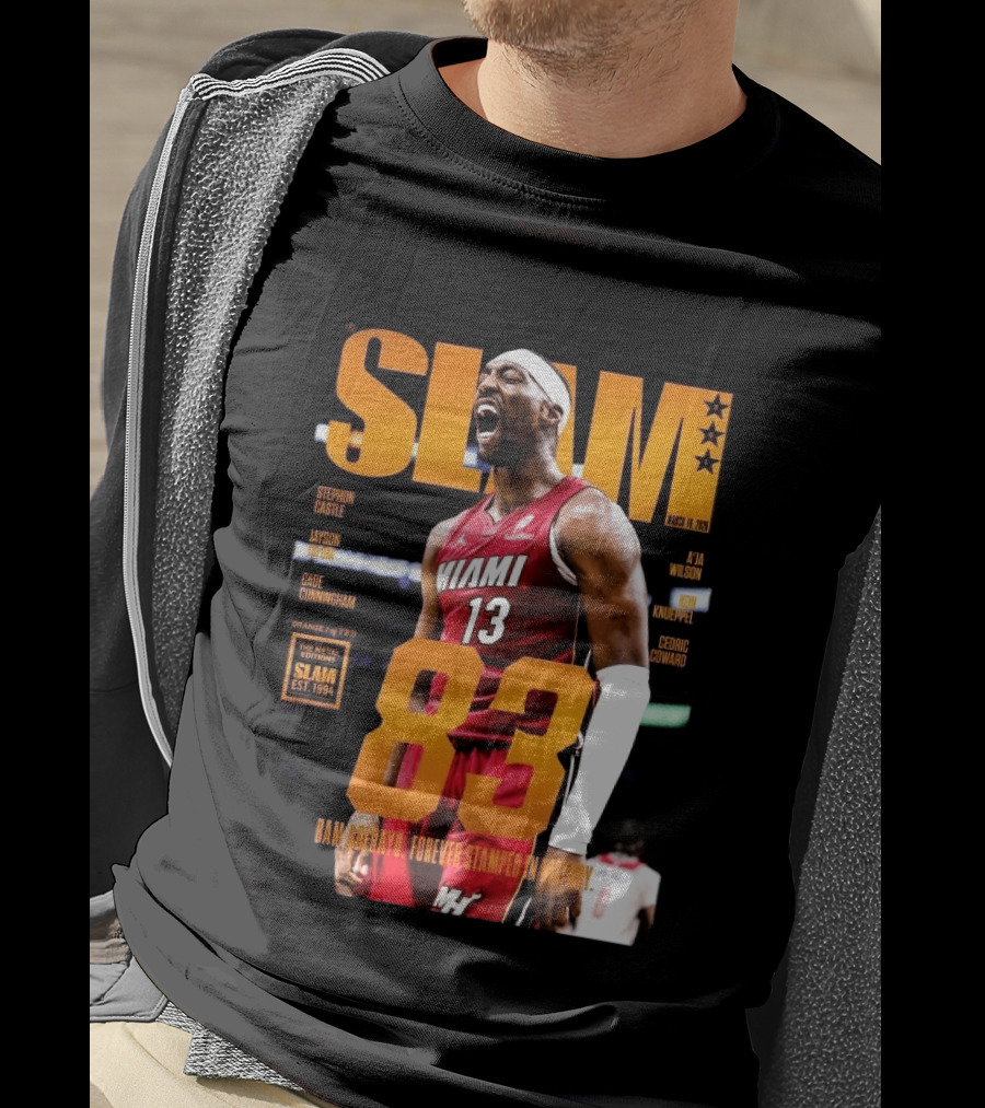 SLAM 261 Bam Adebayo Miami Heat Metal Edition 83 Points Forever Stamped In History T-Shirt