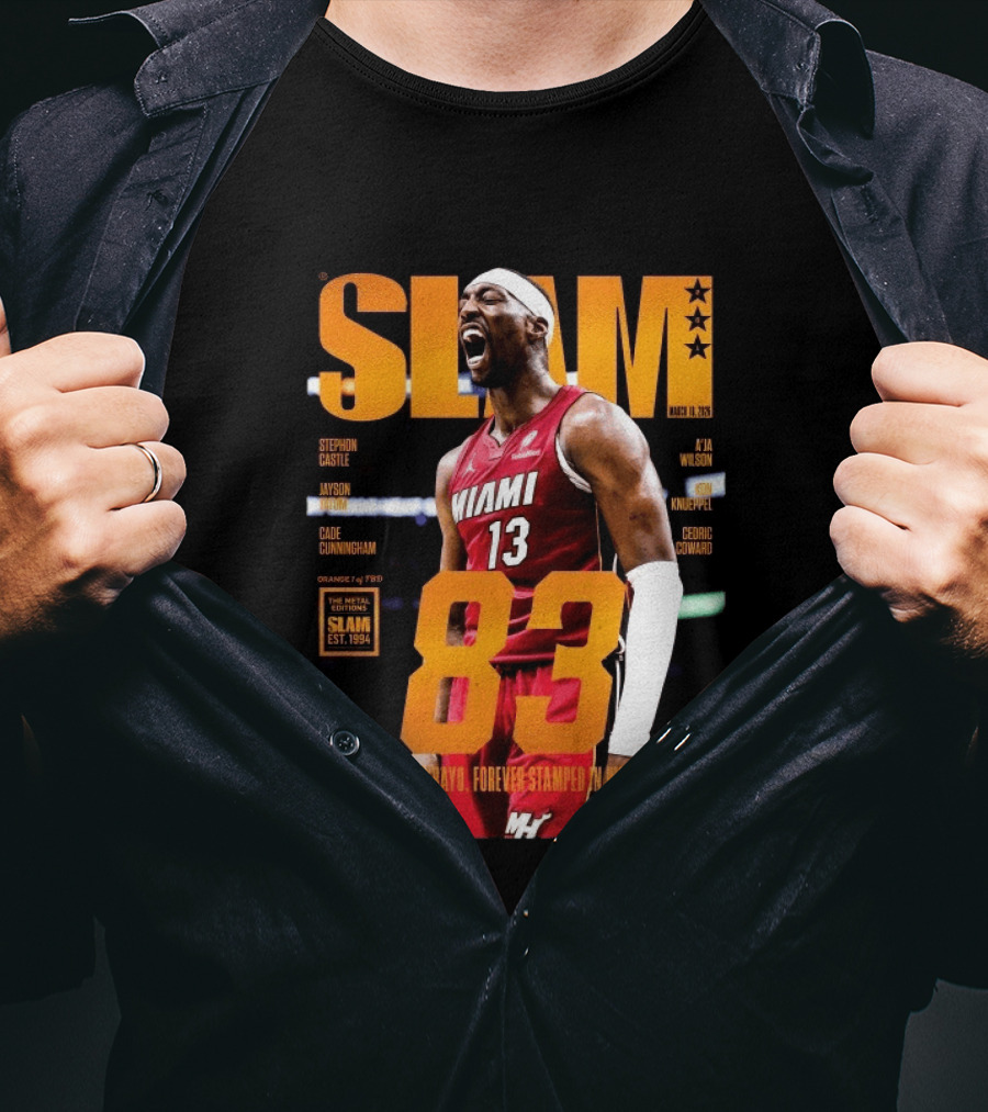 SLAM 261 Bam Adebayo Miami Heat Metal Edition 83 Points Forever Stamped In History T-Shirt