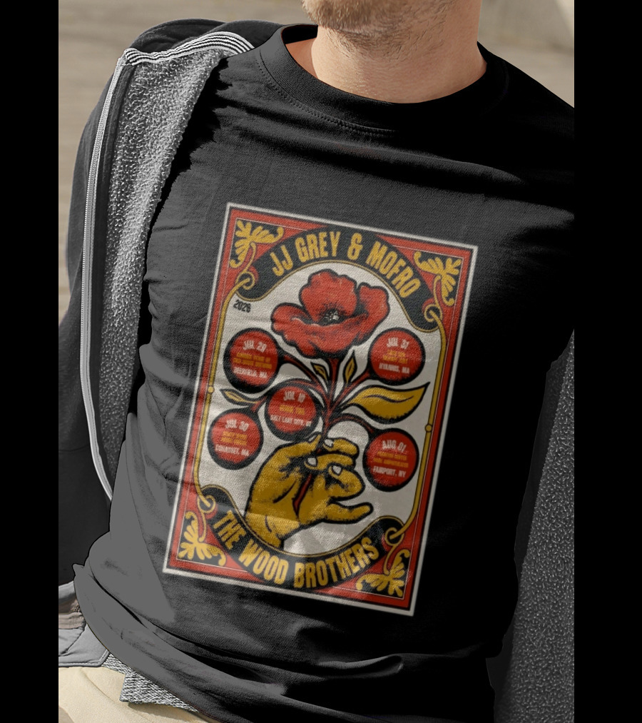 JJ Grey & Mofro The Wood Brothers 2026 Summer Tour Deerfield Salt Lake City Cohasset Hyannis Fairport T-Shirt