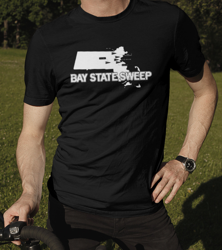 Bay State Sweep Massachusetts Map Landmarks T-Shirt