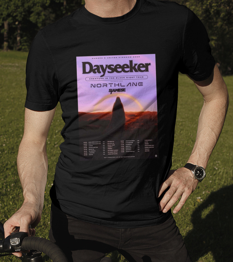 Dayseeker Europe UK 2026 Creature In The Black Night Tour With Northlane And Siamese T-Shirt