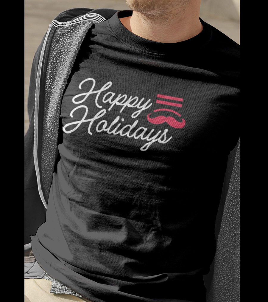 Happy Holidays Cincinnati Baseball Mustache T-Shirt